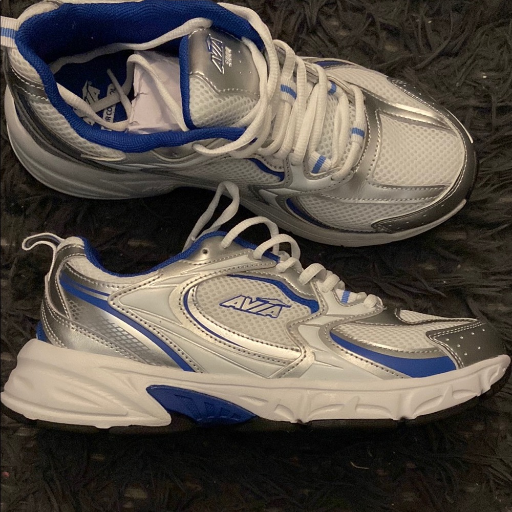 Avia Silver and Blue Athletic Sneakers